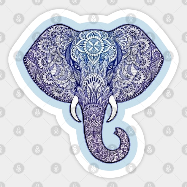 Henna Elephant Art Sticker by Just Kidding by Nadine May